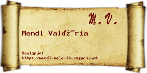 Mendl Valéria névjegykártya